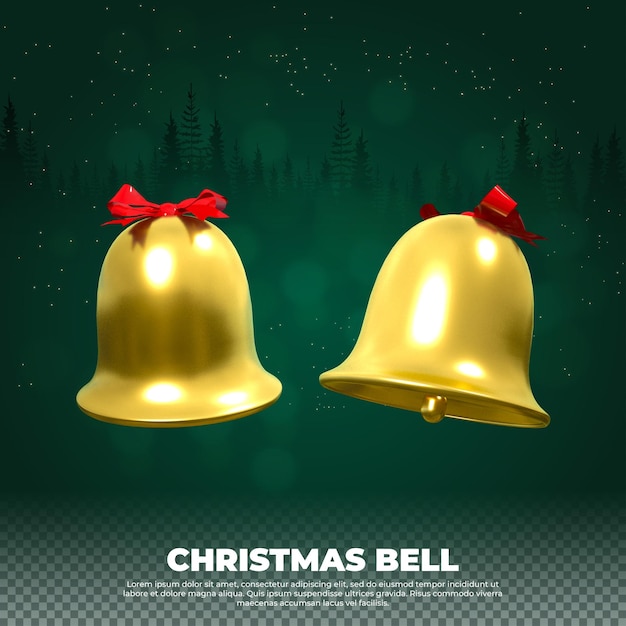 PSD kerst jingle bell 3d-rendering