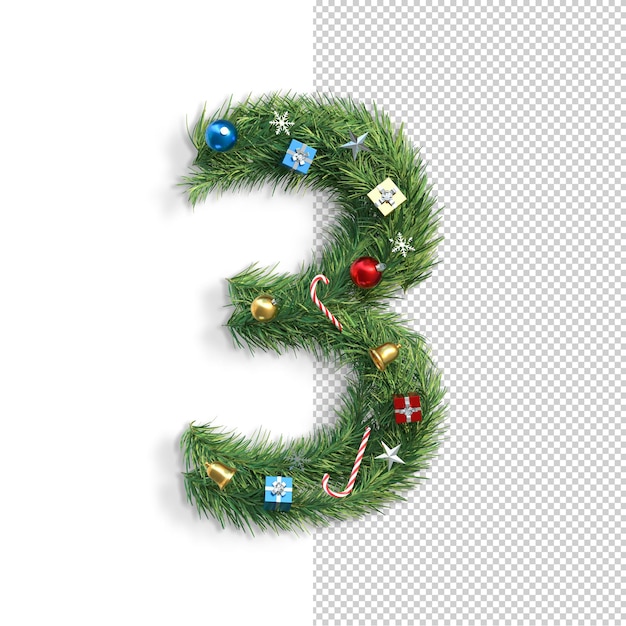 PSD kerst lettertype, nummer 3