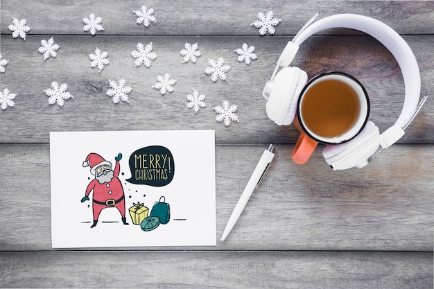 Kerst mockup met dekking of brief