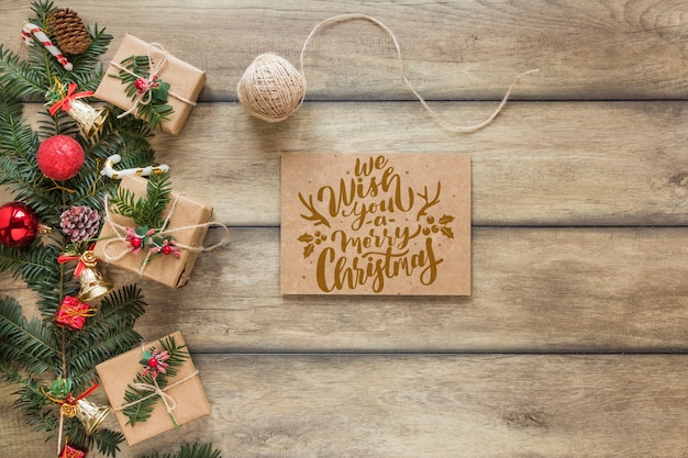 PSD kerst mockup met dekking of brief