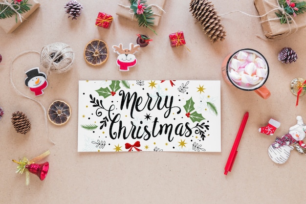 Kerst mockup met dekking of brief