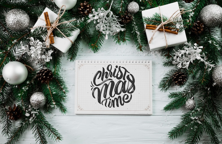 PSD kerst mockup met spiraal kladblok