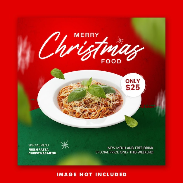 Kerst restaurant eten menu social media post vierkante banner sjabloon