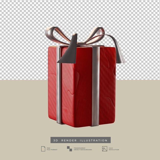 kerst rode geschenkdoos met zilveren boog klei stijl 3d illustratie