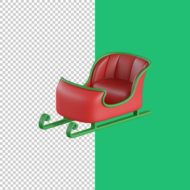 Kerst slee pictogram 3d-rendering