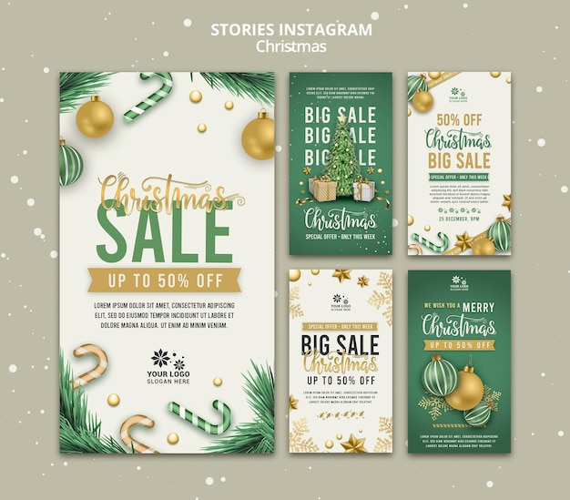 PSD kerst verkoop instagram verhalen ontwerpsjabloon