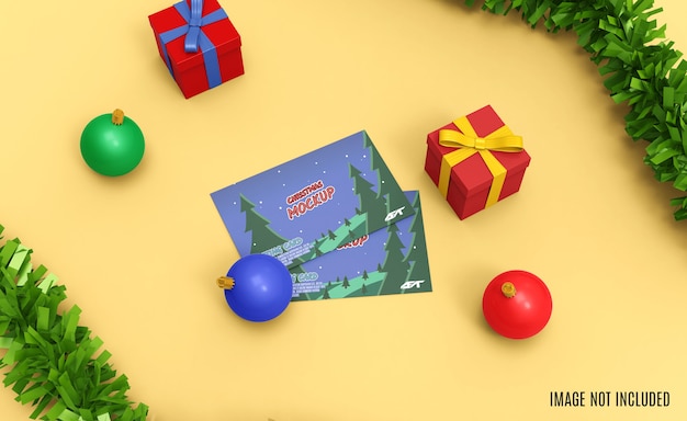 Kerst wenskaart mockup 3d-rendering