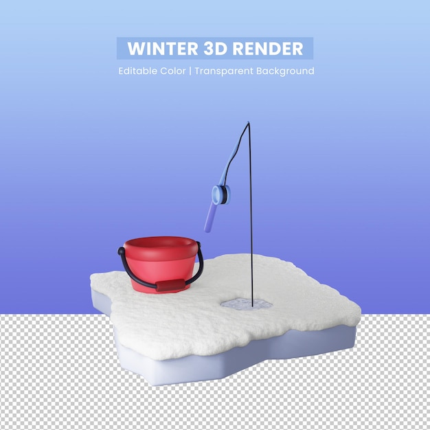 PSD kerst winter 3d teruggegeven van vissende vissen