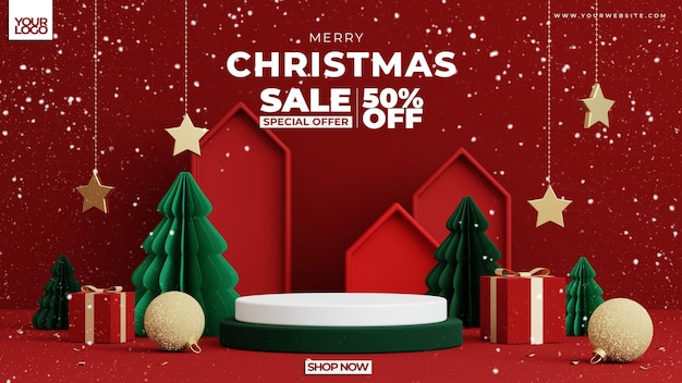 Kerstachtergrond voor productweergave 3D-rendering