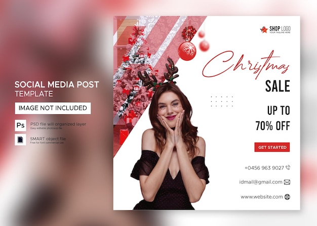 Kerstbannerverkoop Instagram-bericht Premium PSD