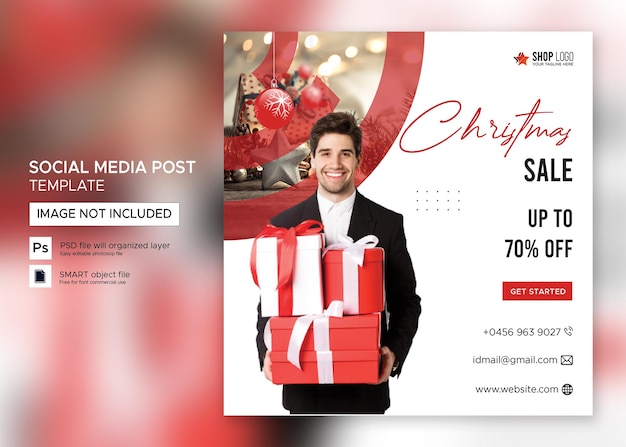 Kerstbannerverkoop Instagram-bericht Premium PSD