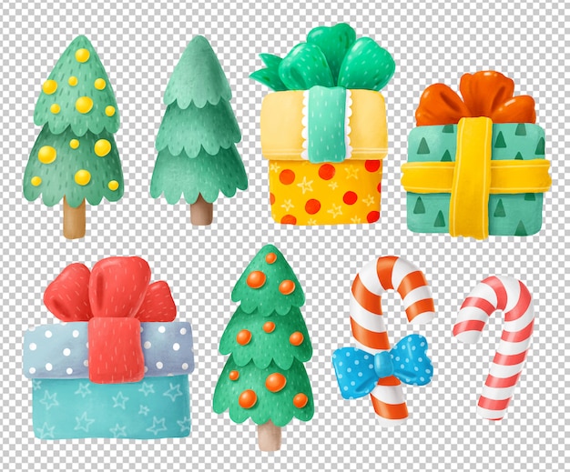 Kerstbomen en geschenken clipart