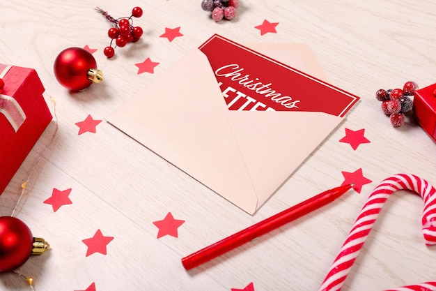 Kerstbrief en envelop foto