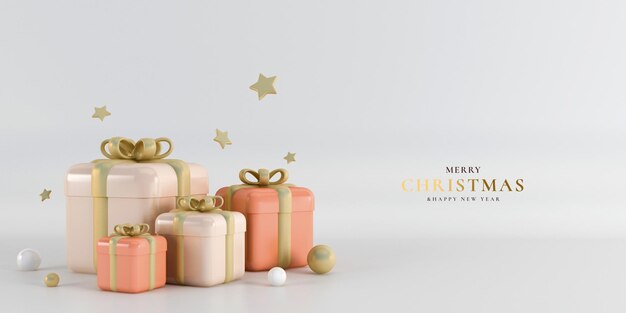 Kerstcadeaus doos in 3d-rendering