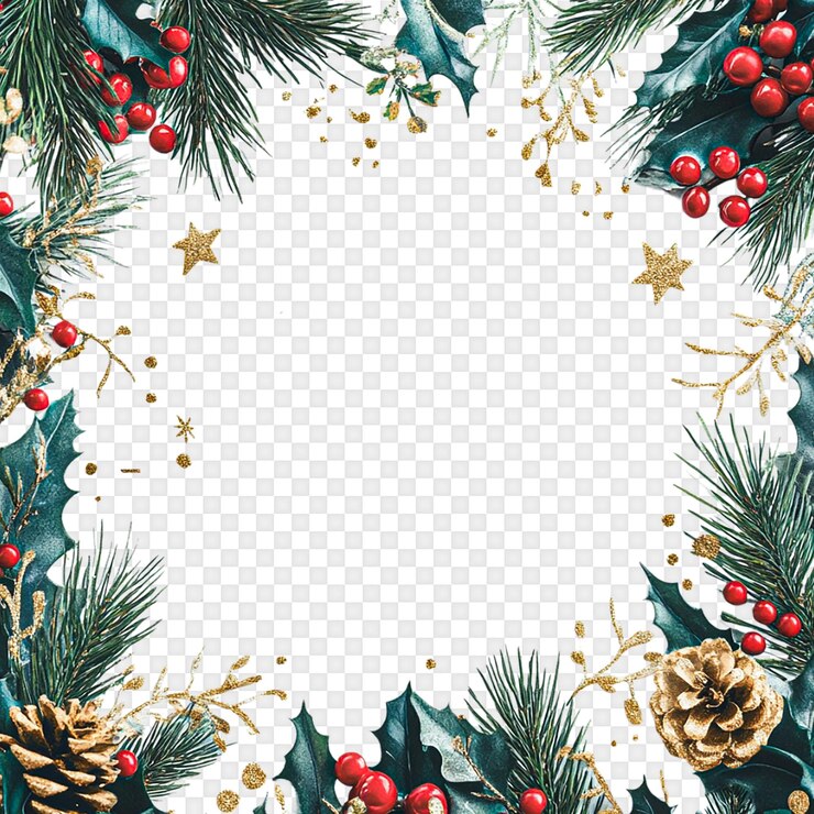 PSD kerstfestive frame geïsoleerd op een doorzichtige achtergrond