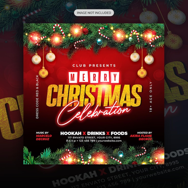 PSD kerstflyer social media post en instagram webbanner