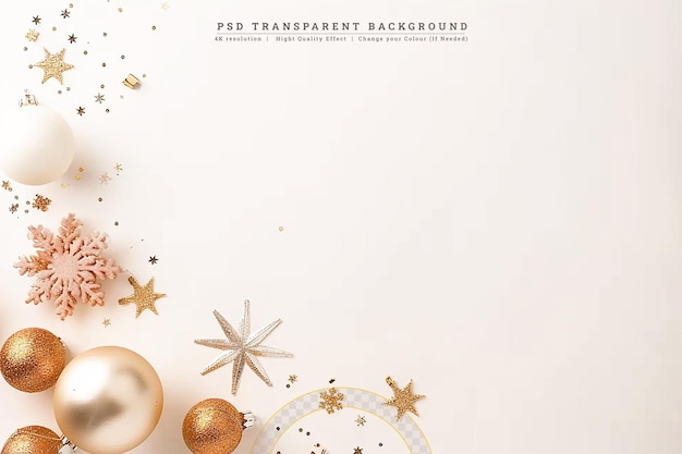 PSD kerstgouden decoratie op wit op doorzichtige achtergrond