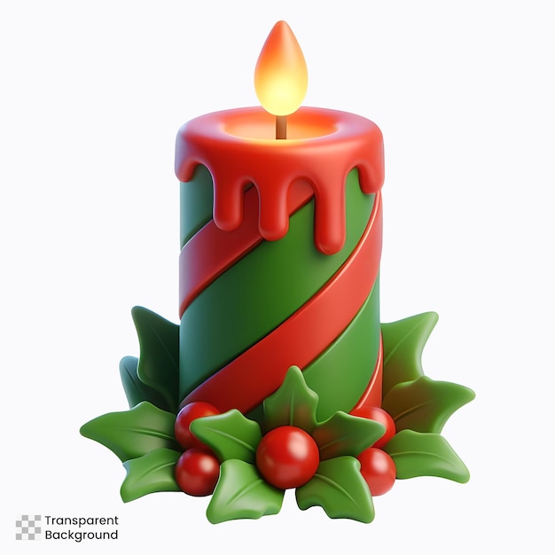 Kerstkaars 3d icon illustraties