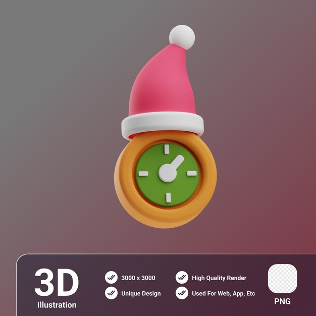 PSD kerstklok 3d-illustratie