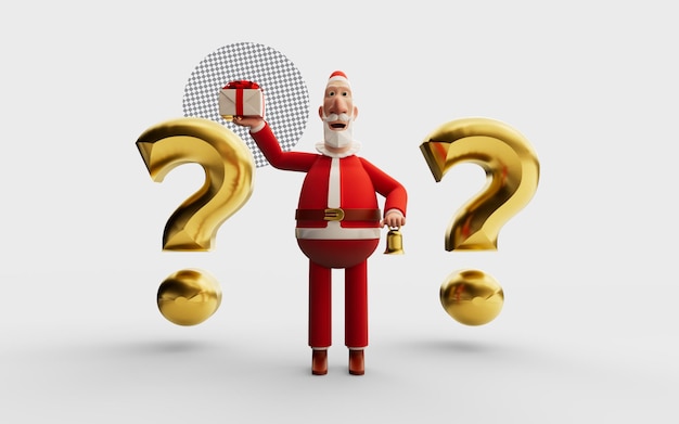 Kerstman 3d-personage met geschenkdoos