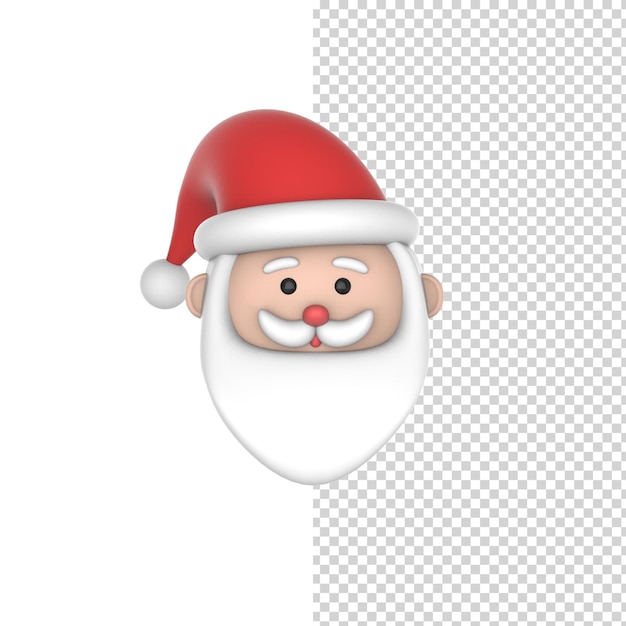 Kerstman gezicht karakter avatar 3d render geïsoleerde witte achtergrond happy xmas en nieuwjaar
