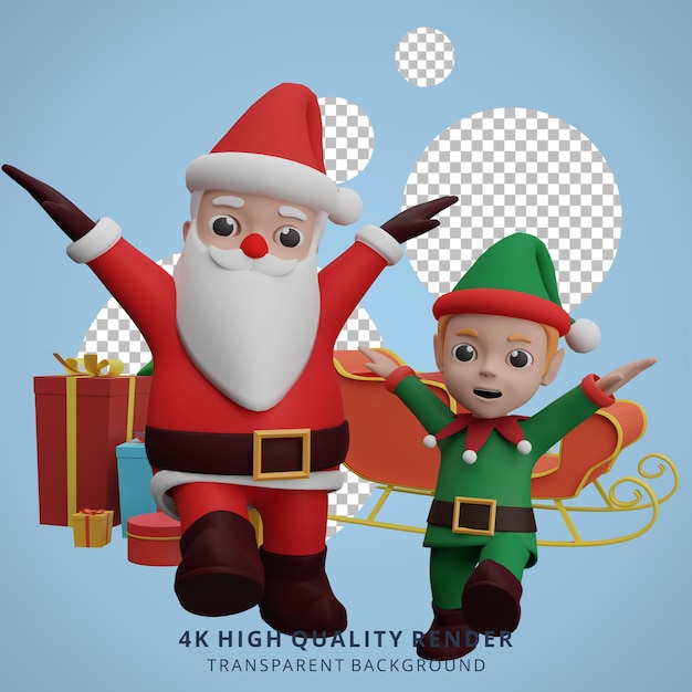 PSD kerstman mascotte 3d karakter illustratie gelukkig