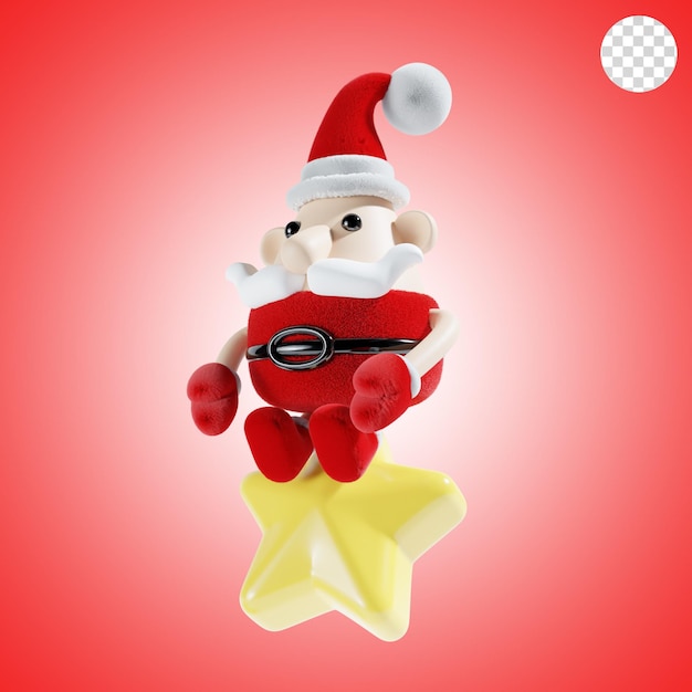 Kerstman met kerstster 3d-illustratie