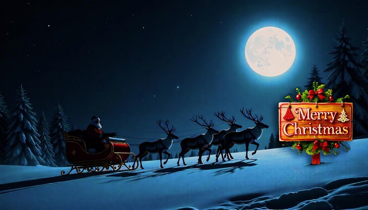 PSD kerstman op vrolijke kerstnacht