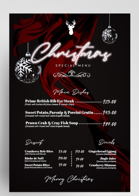 Kerstmenu event flyer