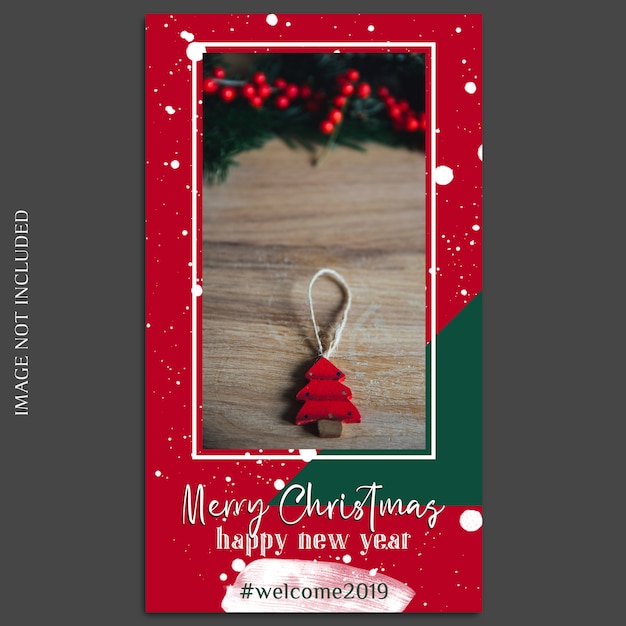 Kerstmis en gelukkig nieuwjaar 2019 photo mockup en instagram story template