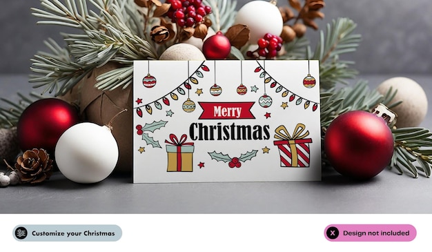 PSD kerstmis en gelukkig nieuwjaar mockup