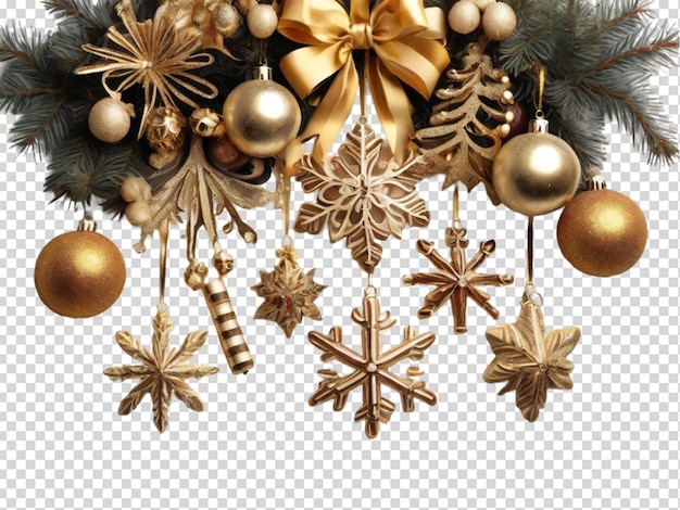 PSD kerstmis en nieuwjaar ornament hangende gouden glitter png