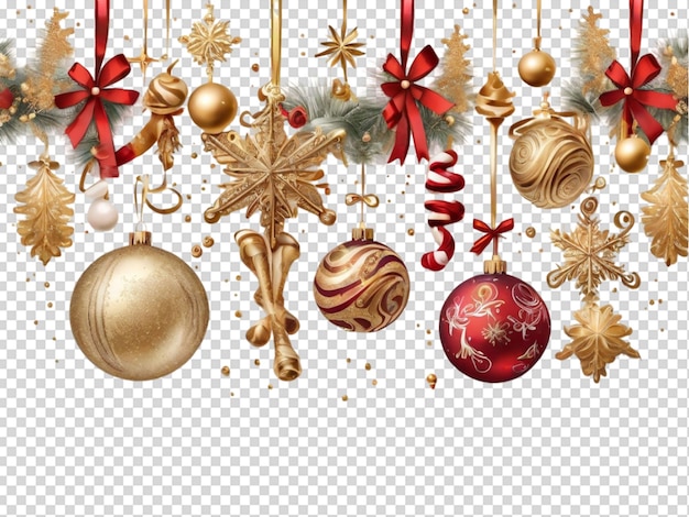 PSD kerstmis en nieuwjaar ornament hangende gouden glitter png