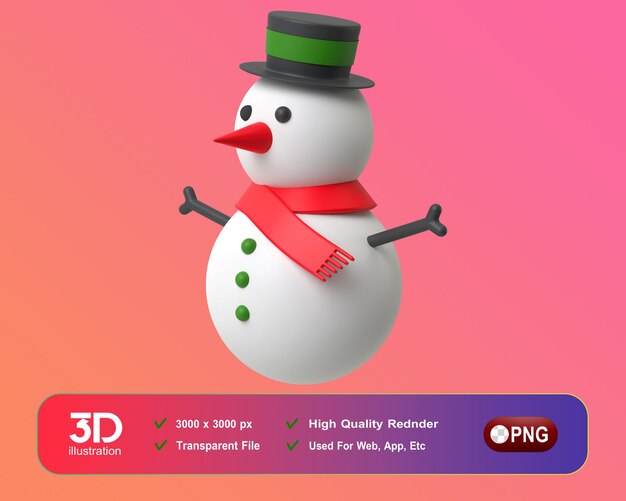 PSD kerstmis nieuwjaarsversieringen 3d sneeuwman hoek png