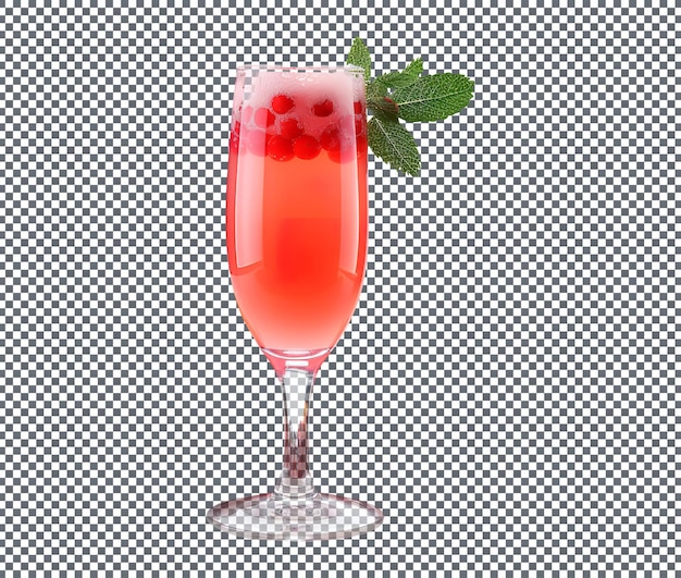 Kerstmis rode cranberry mimosa cocktail in glas geïsoleerd op transparante achtergrond