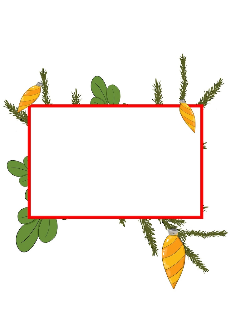 PSD kerstmodel rechthoek met mistletoe bladeren en bessen kerstboom lichten