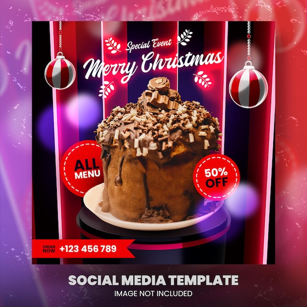 Kerstpakket menu social media post vierkante spandoeksjabloon