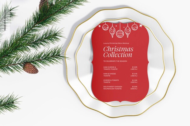 PSD kerstpapiermenu mockup, top view