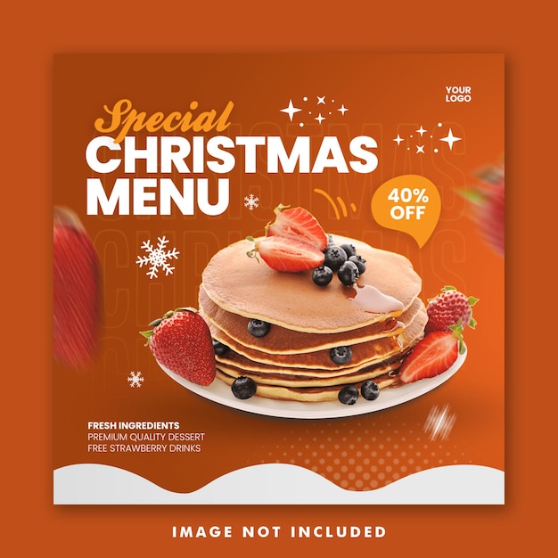 Kersttaart eten menu social media post square banner template