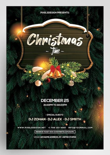 PSD kersttijd merry xmas uitnodiging flyer evenement sjabloon