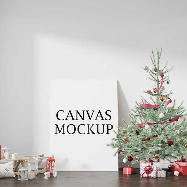 Kerstvakantie groet canvas ontwerp mockup