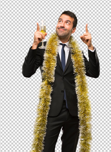 PSD kerstvakanties. mens die met champagne nieuw jaar 2019 viert