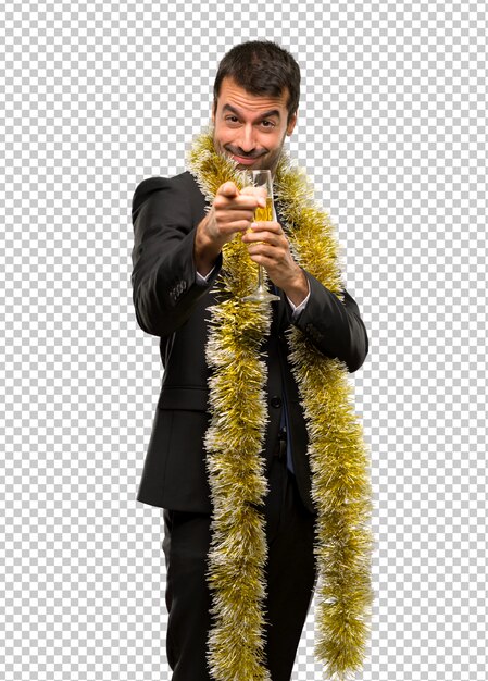 PSD kerstvakanties. mens die met champagne nieuw jaar 2019 viert
