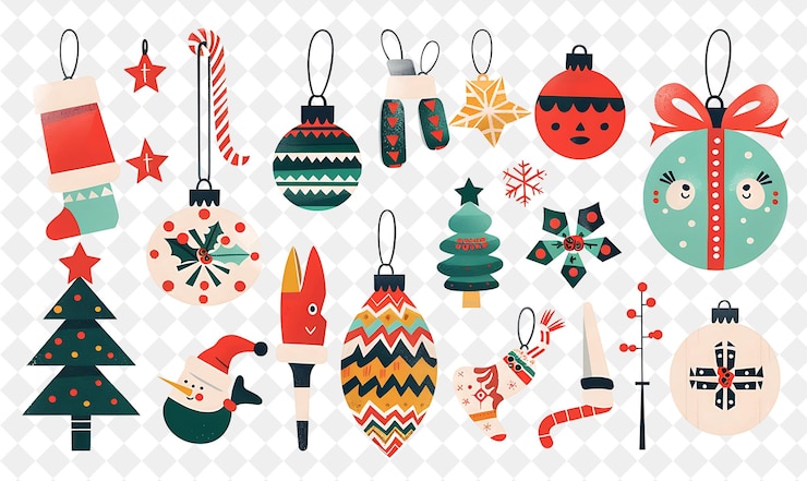PSD kerstversieringen maken met personages crafting decoratio illustratie kerstkunstontwerp