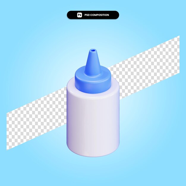 Ketchup 3d render illustration isolated