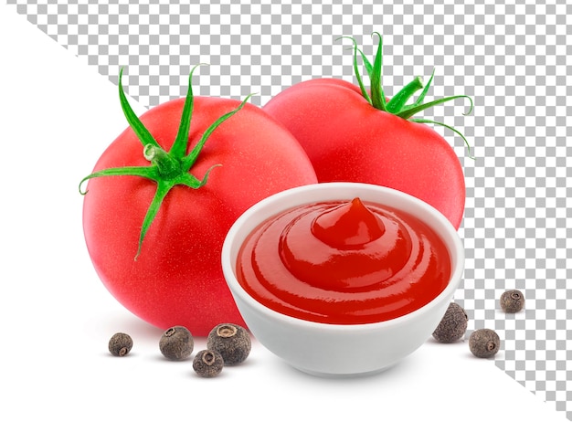 Ketchup in ciotola isolata