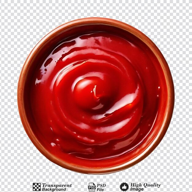 PSD vista superiore della ciotola di ketchup isolata su uno sfondo trasparente