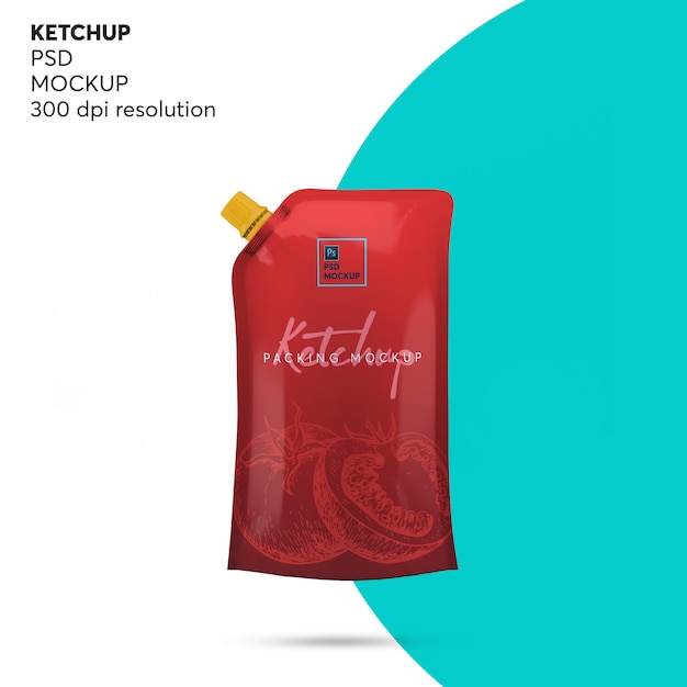 PSD ketchup doypack bag mockup