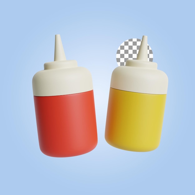 PSD ketchup of mosterd fles 3d render illustratie