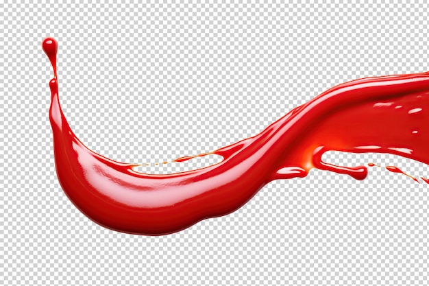 PSD ketchup or red liquid splash cutout on transparent